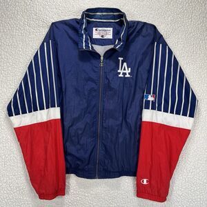 Vintage 90s Champion LA Dodgers Full Zip Jacket Blue Red MLB Streetwear